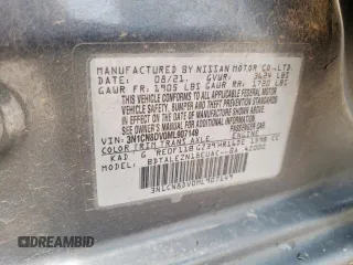 2021 Nissan Versa S with VIN 3N1CN8DV0ML907149, listed as a Copart auction lot 58723275 with 124,519 mi miles and Salvage title. Bid and sale history available at DreamBid. Image 12.