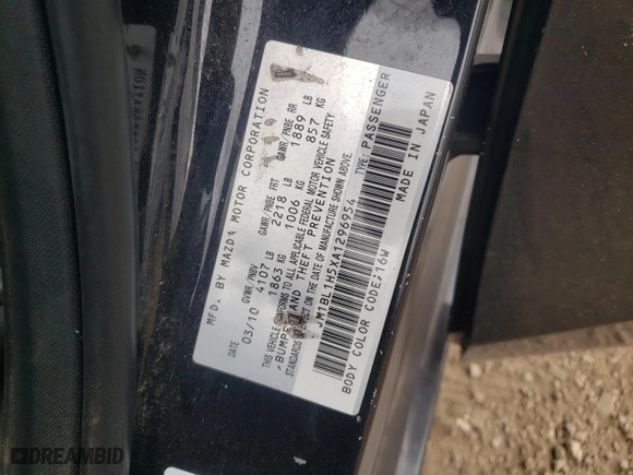 2010 Mazda Mazda3 s Grand Touring with VIN JM1BL1H5XA1296954, listed as a Copart auction lot 74496794 with NaN miles and Salvage Title. Bid and sale history available at carsss.com. Image 14.