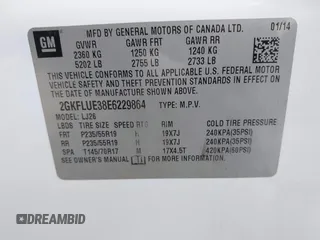 2014 GMC Terrain Denali z VIN 2GKFLUE38E6229864, wystawiony jako IAAI lot #41568159 z przebiegiem 139 818 mil mil oraz . Historia ofert i sprzedaży dostępna na DreamBid. Obrazek 9.