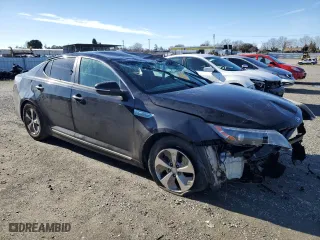 2015 Kia Optima Hybrid with VIN KNAGM4AD4F5082061, listed as a Copart auction lot 86454404 with 0 mi miles and Salvage Title. Bid and sale history available at carsss.com. Image 4.