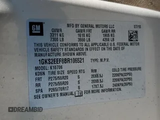 2011 GMC Yukon Denali with VIN 1GKS2EEF8BR106521, listed as a Copart auction lot 48491355 with 0 mi miles and Salvage Title. Bid and sale history available at carsss.com. Image 12.