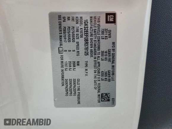 2011 GMC Yukon Denali with VIN 1GKS2EEF0BR378125, listed as a Copart auction lot 72920364 with 148,080 mi miles and Salvage Title. Bid and sale history available at carsss.com. Image 13.