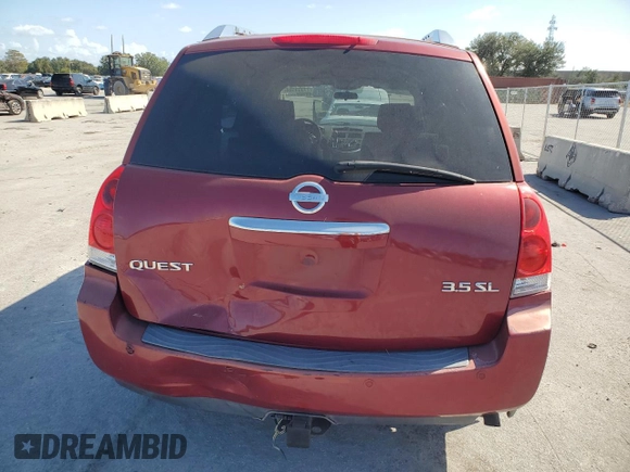 2007 Nissan Quest S with VIN 5N1BV28U87N119257, listed as a Copart auction lot 77359524 with 190,706 mi miles and Salvage Title. Bid and sale history available at carsss.com. Image 6.