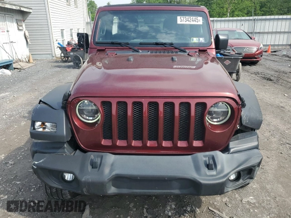 2021 Jeep Wrangler Unlimited Sport S with VIN 1C4HJXDGXMW785601, listed as a Copart auction lot 57342445 with 57,147 mi miles and Salvage title. Bid and sale history available at DreamBid. Image 5.