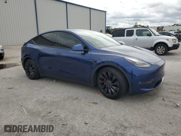 2022 Tesla Model Y Performance с VIN 7SAYGDEF2NF377637, выставлен на аукционе Copart как лот 59381695 с пробегом 39 230 миль миль и Списание • Salvage title. История ставок и продаж доступна на DreamBid. Изображение 4.
