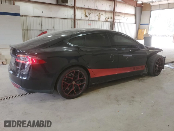 2015 Tesla Model S 85D with VIN 5YJSA1E45FF110480, listed as a Copart auction lot 49107655 with 186,150 mi miles and Salvage Title. Bid and sale history available at carsss.com. Image 3.