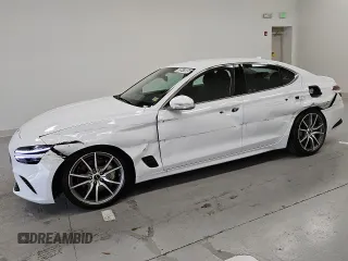 2025 Genesis G70 2.5T with VIN KMTG34SC7SU153587, listed as a Copart auction lot 65547665 with 12,870 mi miles and Clean title. Bid and sale history available at DreamBid. Image 1.