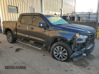 2022 Chevrolet Silverado 1500 RST with VIN 1GCUDEET4NZ577218, listed as a Copart auction lot 42675324 with 25,718 mi miles and Salvage Title. Bid and sale history available at DreamBid. Image 4.