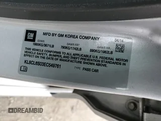 2014 Chevrolet Spark EV LT with VIN KL8CL6S03EC549761, listed as a Copart auction lot 76829104 with 41,651 mi miles and Salvage Title. Bid and sale history available at carsss.com. Image 14.