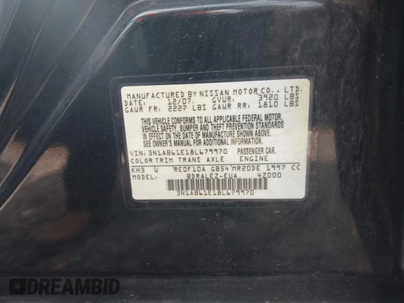 2008 Nissan Sentra 2.0 with VIN 3N1AB61E18L679970, listed as a IAAI auction lot 42534210 with 219,641 mi miles and . Bid and sale history available at DreamBid. Image 9.
