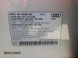 2021 Audi e-tron Premium with VIN WA1AAAGE4MB023438, listed as a Copart auction lot 72274743 with 34,502 mi miles. Bid and sale history available at carsss.com. Image 13.