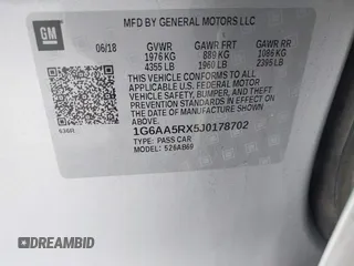 2018 Cadillac ATS RWD z VIN 1G6AA5RX5J0178702, wystawiony jako IAAI lot #41522724 z przebiegiem 79 502 mil mil oraz . Historia ofert i sprzedaży dostępna na DreamBid. Obrazek 9.