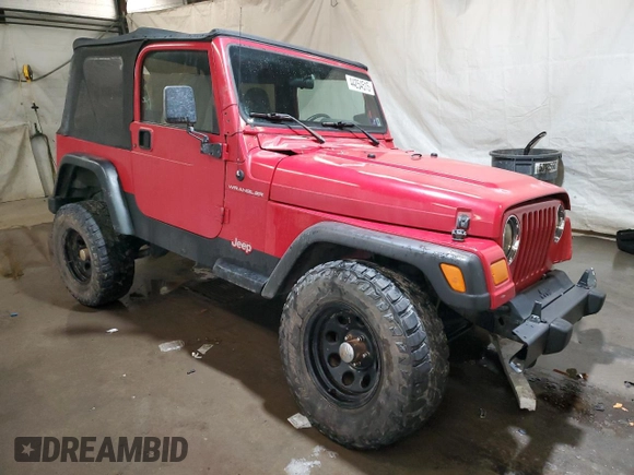 1999 Jeep Wrangler SE with VIN 1J4FY29P0XP493429, listed as a Copart auction lot 44254515 with 0 mi miles and Salvage Title. Bid and sale history available at carsss.com. Image 4.
