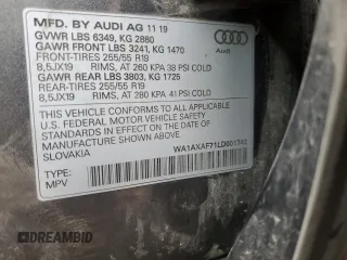 2020 Audi Q7 Premium with VIN WA1AXAF71LD001742, listed as a Copart auction lot 71186783 with 45,838 mi miles. Bid and sale history available at carsss.com. Image 13.