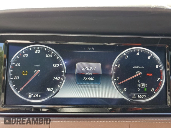 2015 Mercedes-Benz S 550 with VIN WDDXJ8FB1FA009396, listed as a Copart auction lot 49657975 with 76,680 mi miles and Salvage Title. Bid and sale history available at carsss.com. Image 9.