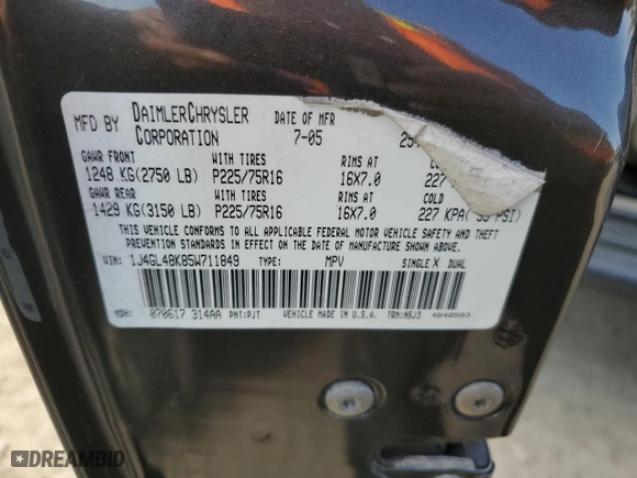 2005 Jeep Liberty Sport with VIN 1J4GL48K85W711849, listed as a Copart auction lot 46824415 with 186,117 mi miles and Salvage Title. Bid and sale history available at carsss.com. Image 13.