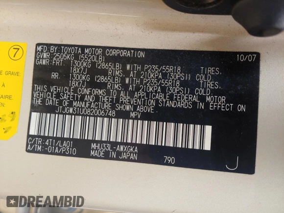 2008 Lexus RX 400h with VIN JTJGW31U082006748, listed as a Copart auction lot 54044035 with Not Provided miles and Clean Title. Bid and sale history available at DreamBid. Image 10.