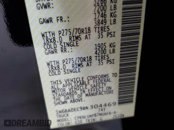 2011 Nissan Titan Pro-4X z VIN 1N6BA0EC9BN304469, wystawiony jako Copart lot #52982815 z przebiegiem 108 829 mil mil oraz Szkoda całkowita • Salvage title. Historia ofert i sprzedaży dostępna na DreamBid. Obrazek 13.