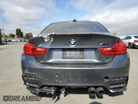2015 BMW M4 with VIN WBS3R9C5XFF708690, listed as a Copart auction lot 54951254 with 42,105 mi miles and Salvage Title. Bid and sale history available at carsss.com. Image 6.