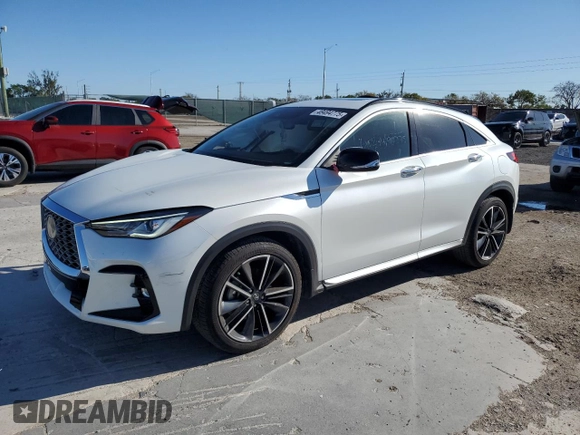 2023 Infiniti QX55 Luxe with VIN 3PCAJ5JR4PF118379, listed as a Copart auction lot 48494775 with 16,181 mi miles and Salvage title. Bid and sale history available at DreamBid. Image 1.