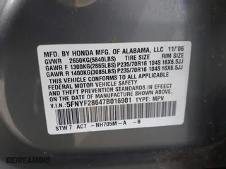 2007 Honda Pilot EX-L with VIN 5FNYF28647B016901, listed as a IAAI auction lot 41522913 with 159,244 mi miles. Bid and sale history available at carsss.com. Image 9.