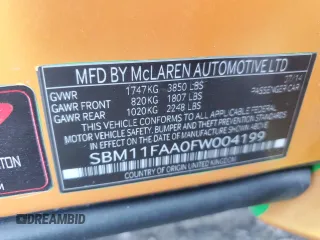 2015 McLaren 650S z VIN SBM11FAA0FW004199, wystawiony jako Copart lot #51758804 z przebiegiem 65 073 mil mil oraz Szkody całkowita. Historia ofert i sprzedaży dostępna na DreamBid. Obrazek 12.