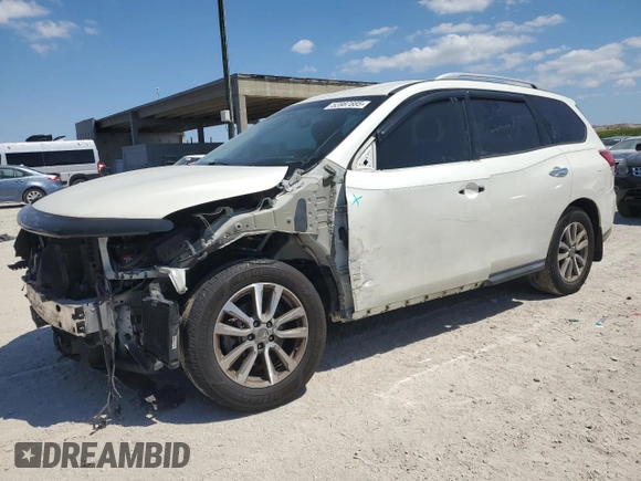 2016 Nissan Pathfinder SV with VIN 5N1AR2MN9GC635296, listed as a Copart auction lot 52887885 with 140,565 mi miles and Salvage Title. Bid and sale history available at carsss.com. Image 1.