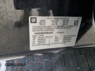 2015 Chevrolet Tahoe LS with VIN 1GNSCAKC3FR649087, listed as a Copart auction lot 86782064 with 152,094 mi miles and Salvage title. Bid and sale history available at DreamBid. Image 16.