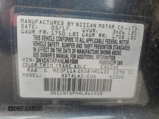 2017 Nissan Versa S Plus z VIN 3N1CN7AP4HL861508, wystawiony jako Copart lot #58478245 z przebiegiem 64 775 mil mil oraz Szkoda całkowita • Salvage title. Historia ofert i sprzedaży dostępna na DreamBid. Obrazek 12.