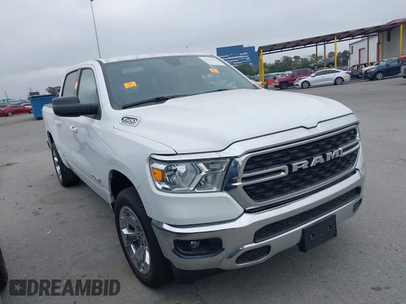 2022 Ram 1500 Big Horn with VIN 1C6SRFFT3NN456823, listed as a IAAI auction lot 42417659 with 5,313 mi miles and . Bid and sale history available at DreamBid. Image 1.