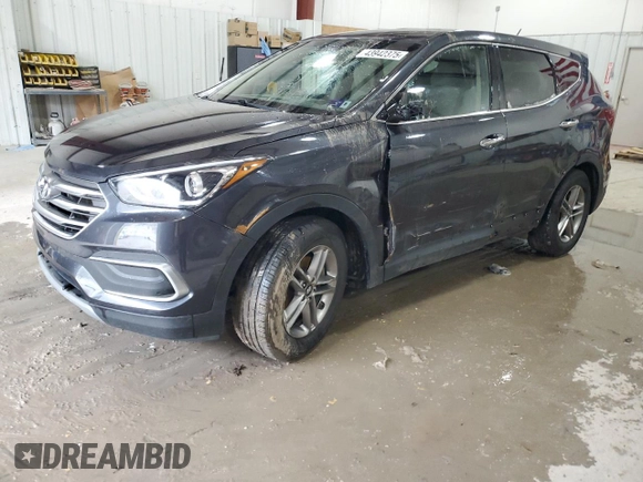 2018 Hyundai Santa Fe 2.4L with VIN 5XYZT3LB3JG571720, listed as a Copart auction lot 43942375 with 108,435 mi miles and Salvage title. Bid and sale history available at DreamBid. Image 1.
