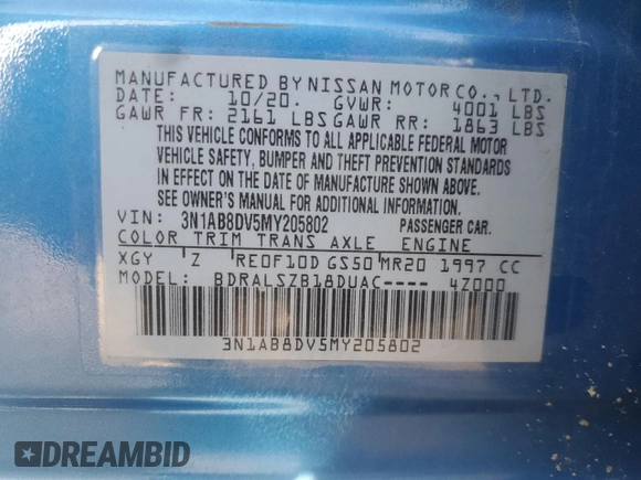 2021 Nissan Sentra SR with VIN 3N1AB8DV5MY205802, listed as a Copart auction lot 48516385 with 65,975 mi miles and Salvage Title. Bid and sale history available at carsss.com. Image 15.
