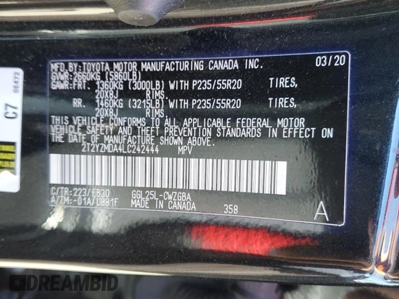 2020 Lexus RX with VIN 2T2YZMDA4LC242444, listed as a Copart auction lot 63214942 with 35,115 mi miles. Bid and sale history available at carsss.com. Image 10.