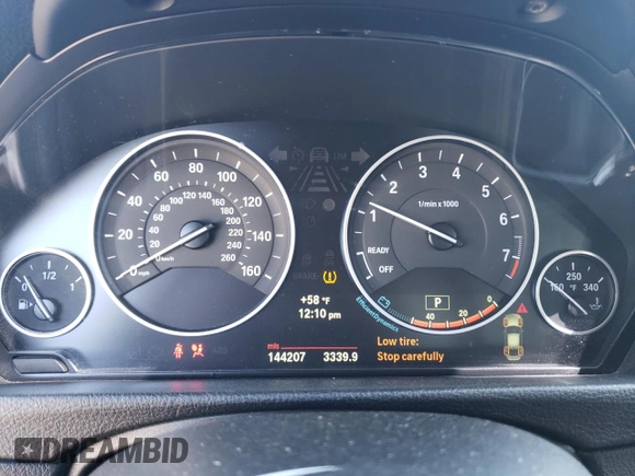 2013 BMW 3 Series 328i with VIN WBA3C1C53DK104572, listed as a Copart auction lot 43757045 with 144,207 mi miles and Salvage Title. Bid and sale history available at carsss.com. Image 9.
