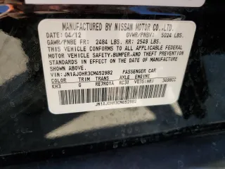 2012 Infiniti EX Journey with VIN JN1AJ0HR3CM452982, listed as a Copart auction lot 73639344 with 151,289 mi miles and Salvage Title. Bid and sale history available at DreamBid. Image 15.