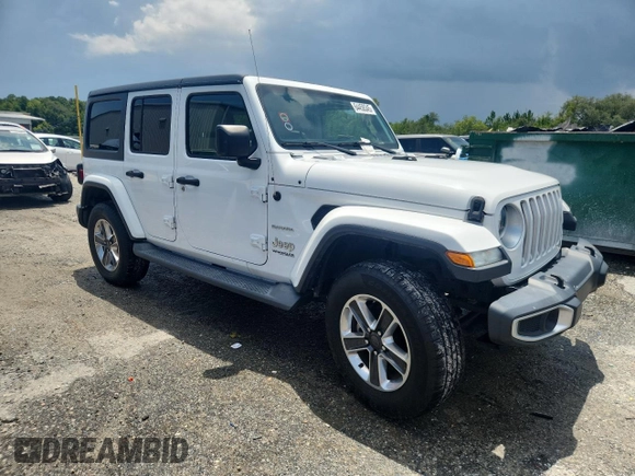 2020 Jeep Wrangler Unlimited Sahara with VIN 1C4HJXEN7LW165137, listed as a Copart auction lot 64458345 with 82,553 mi miles and Salvage title. Bid and sale history available at DreamBid. Image 4.