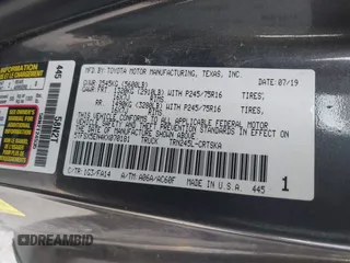 2019 Toyota Tacoma SR with VIN 5TFSX5EN4KX070181, listed as a IAAI auction lot 42318751 with 68,334 mi miles and . Bid and sale history available at DreamBid. Image 9.
