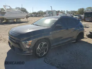 2024 Hyundai Kona N Line with VIN KM8HA3A35RU033474, listed as a Copart auction lot 82763824 with 9,424 mi miles and Salvage Title. Bid and sale history available at carsss.com. Image 1.