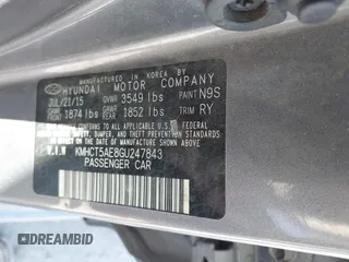 2016 Hyundai Accent SE with VIN KMHCT5AE8GU247843, listed as a IAAI auction lot 41672555 with 121,510 mi miles. Bid and sale history available at carsss.com. Image 9.