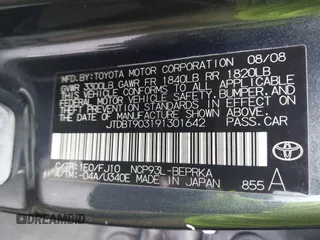 2009 Toyota Yaris with VIN JTDBT903191301642, listed as a IAAI auction lot 42111524 with 224,048 mi miles and . Bid and sale history available at DreamBid. Image 9.