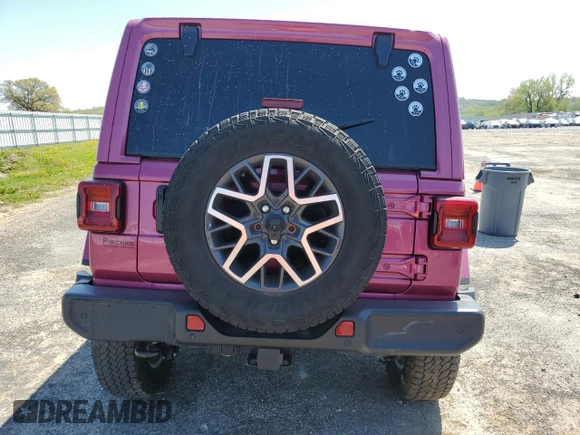 2024 Jeep Wrangler Sahara with VIN 1C4PJXEG8RW336631, listed as a Copart auction lot 56427475 with Not provided miles and Salvage title. Bid and sale history available at DreamBid. Image 6.