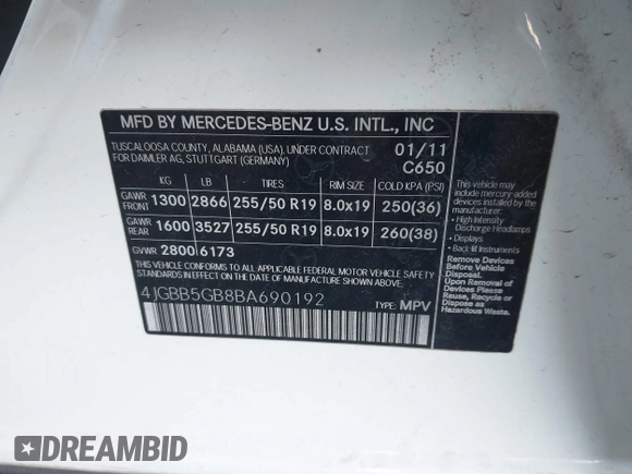 2011 Mercedes-Benz M 350 z VIN 4JGBB5GB8BA690192, wystawiony jako IAAI lot #42218122 z przebiegiem 171 472 mil mil oraz . Historia ofert i sprzedaży dostępna na DreamBid. Obrazek 9.