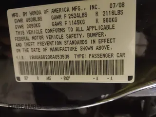 2008 Acura TL with VIN 19UUA66208A053539, listed as a IAAI auction lot 41834082 with 161,366 mi miles. Bid and sale history available at carsss.com. Image 9.