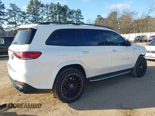 2021 Mercedes-Benz GLS 63 AMG with VIN 4JGFF8KE7MA432743, listed as a IAAI auction lot 41621423 with 65,225 mi miles and . Bid and sale history available at DreamBid. Image 4.