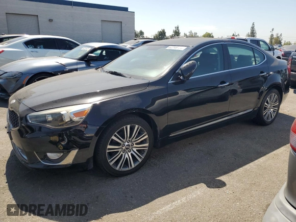 2014 Kia Cadenza Premium with VIN KNALN4D79E5129357, listed as a Copart auction lot 63249684 with 96,664 mi miles and Salvage Title. Bid and sale history available at carsss.com. Image 1.