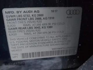 2018 Audi SQ5 Premium Plus with VIN WA1A4AFY2J2085029, listed as a IAAI auction lot 41015161 with 84,590 mi miles and . Bid and sale history available at DreamBid. Image 9.