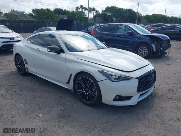 2018 Infiniti Q60 3.0t LUXE with VIN JN1EV7EK1JM342984, listed as a IAAI auction lot 41570887 with 54,817 mi miles. Bid and sale history available at carsss.com. Image 1.
