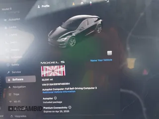 2022 Tesla Model S Plaid with VIN 5YJSA1E61NF483354, listed as a IAAI auction lot 41973636 with 32,541 mi miles and . Bid and sale history available at DreamBid. Image 7.
