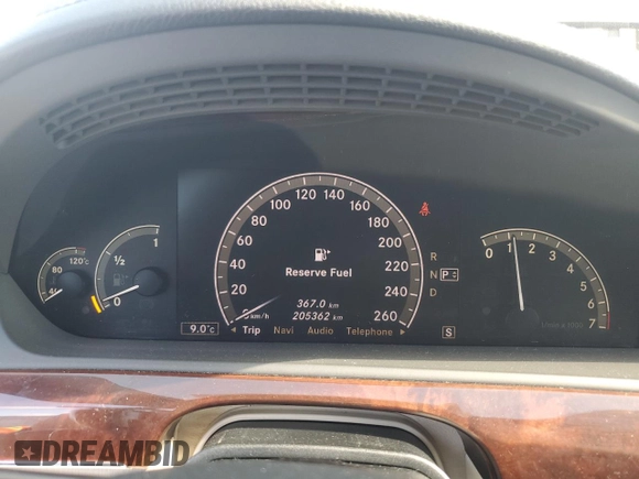 2009 Mercedes-Benz S with VIN WDDNF84XX9A277889, listed as a Copart auction lot 54190355 with 205,362 mi miles and Clean Title. Bid and sale history available at DreamBid. Image 9.