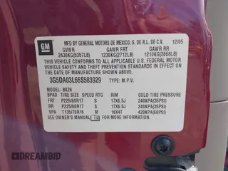 2006 Buick Rendezvous with VIN 3G5DA03L66S583929, listed as a IAAI auction lot 42142317 with 226,956 mi miles and . Bid and sale history available at DreamBid. Image 9.